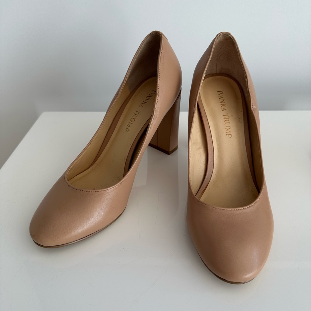 Ivanka Trump Classic Nude Block Heels, 7M